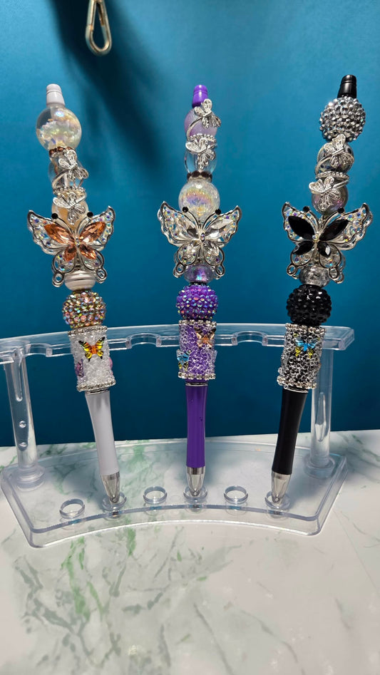 Butterfly Folly Black Beadable Pen