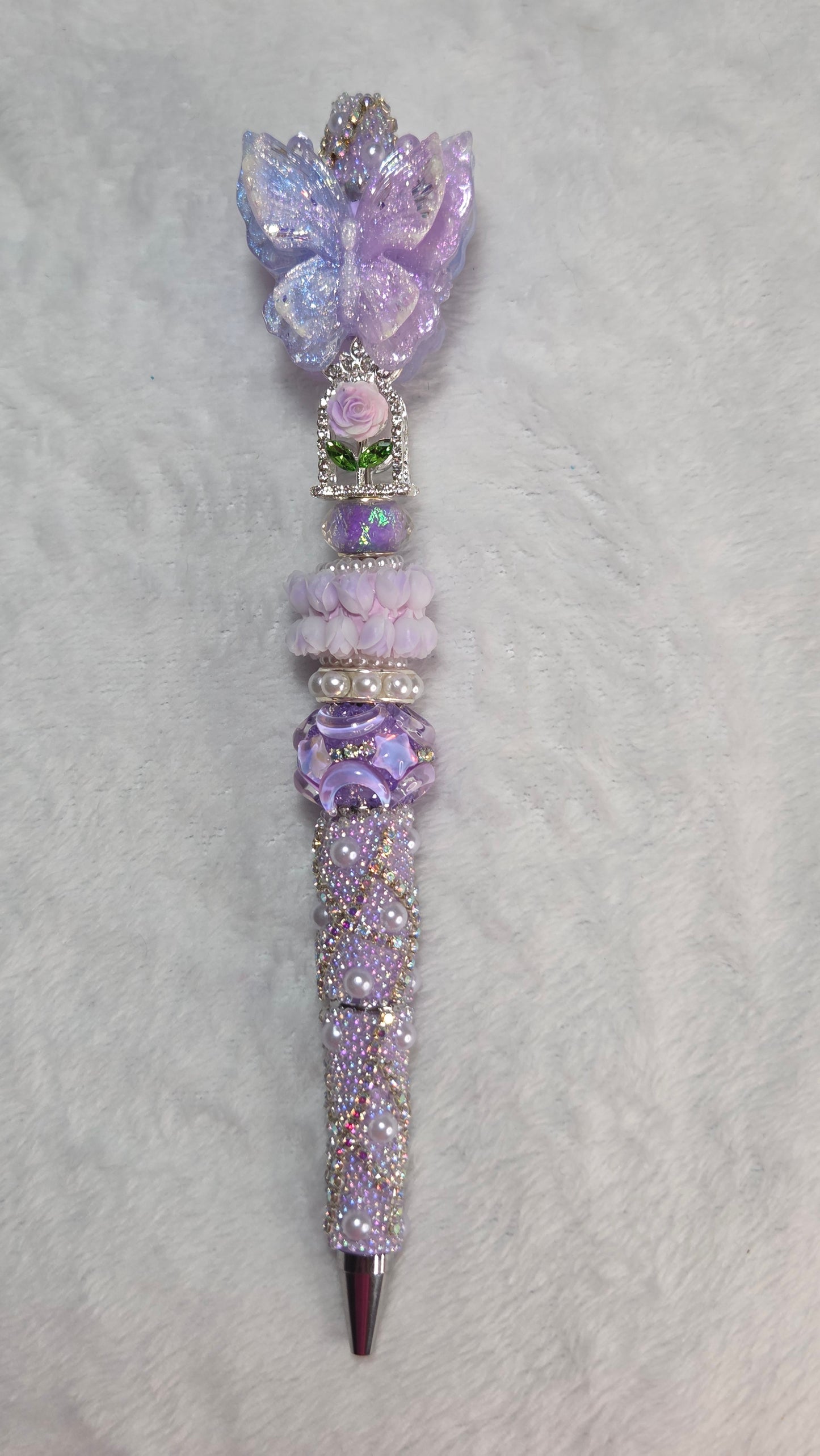 Mystical Opal Beaded Butterfly Pen
