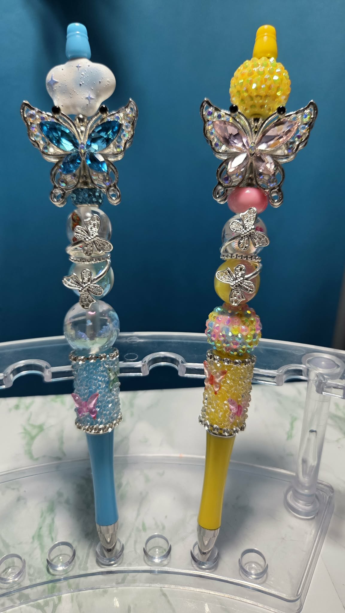 Butterfly Folly Blue Beadable Pen