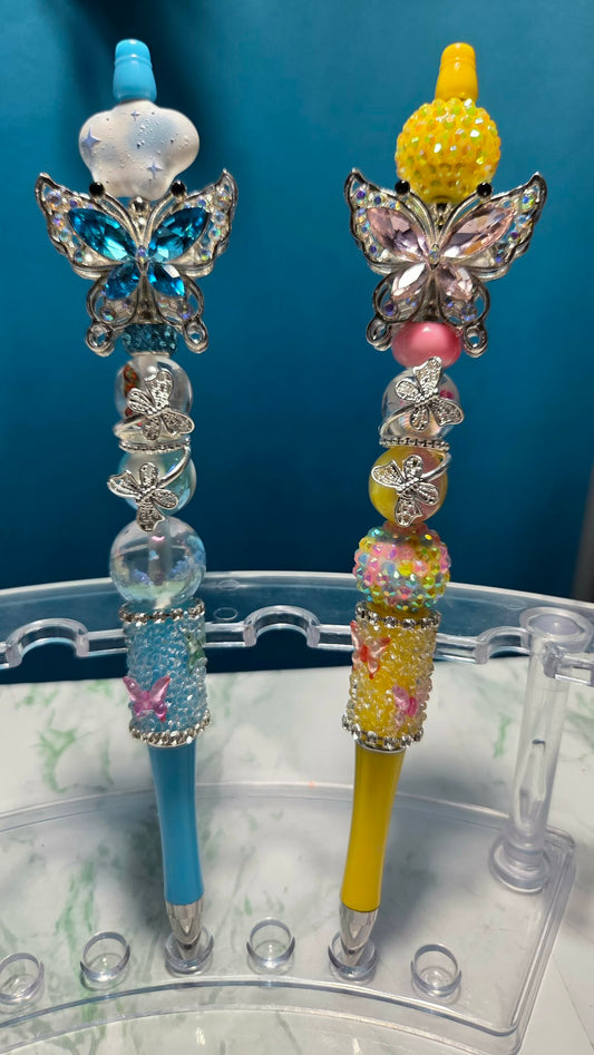 Butterfly Folly Blue Beadable Pen