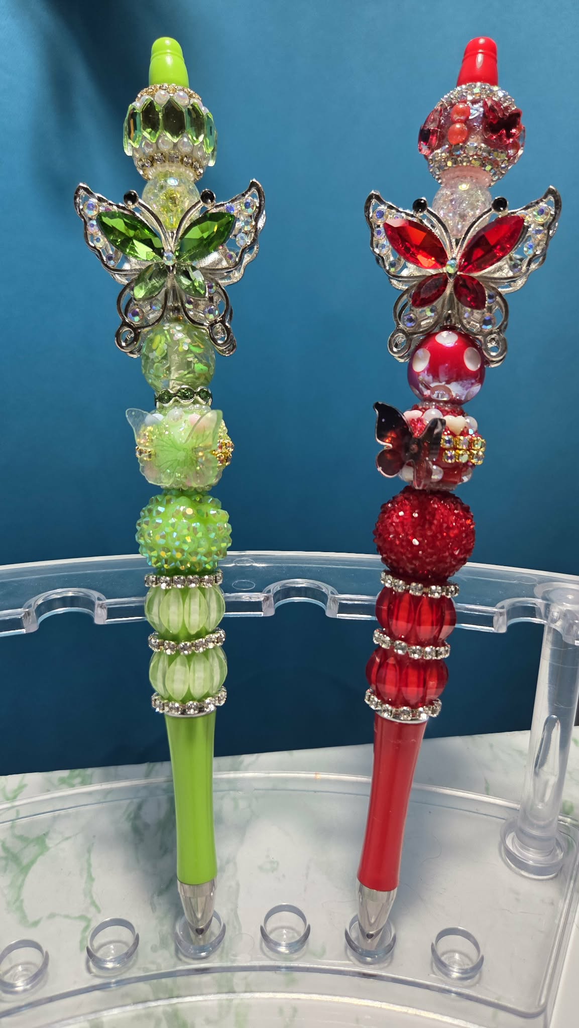 Butterfly Folly Red Beadable Pen