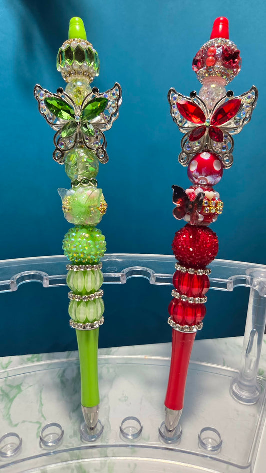 Butterfly Folly Green Beadable Pen