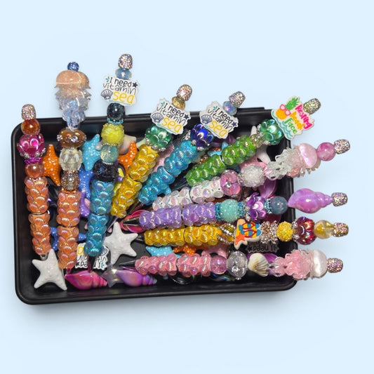 I Need Vitamin Sea Ocean Blue Beadable Pen – Handmade Tropical Beach Beaded Pen